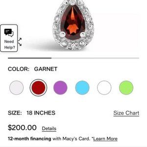 Genuine Garnet Pendant Necklace